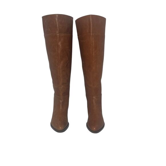 Franco Sarto Womens Daya Knee High Leather Riding Boots Zip Brown 6M Wide Calf - Picture 2 of 16
